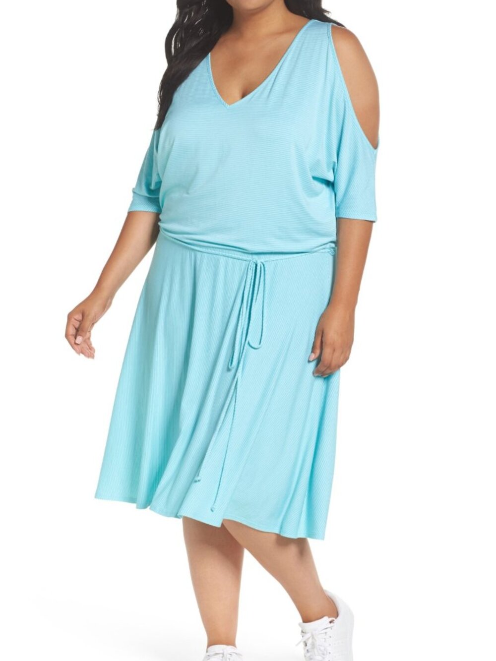 Three Dots New Dress Cold Shoulder Stripe A-Line Women's 3X Made in USA